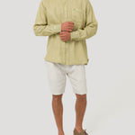 Camisa Lino Orgánico Hombre Linedyed Verde Rockford