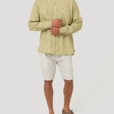 Camisa Lino Orgánico Hombre Linedyed Verde Rockford