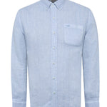 Camisa Lino Orgánico Hombre Linedyed Azul Rockford