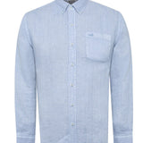 Camisa Lino Orgánico Hombre Linedyed Azul Rockford