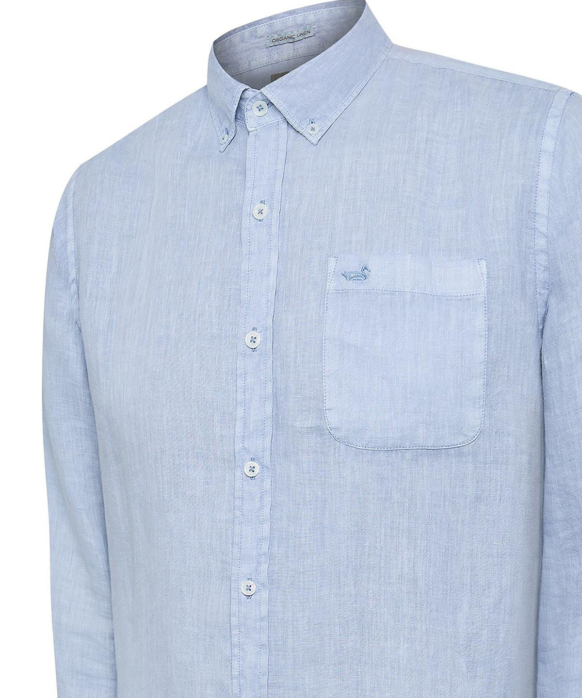 Camisa Lino Orgánico Hombre Linedyed Azul Rockford