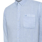 Camisa Lino Orgánico Hombre Linedyed Azul Rockford