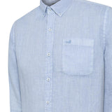 Camisa Lino Orgánico Hombre Linedyed Azul Rockford