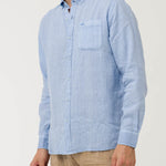 Camisa Lino Orgánico Hombre Linedyed Azul Rockford
