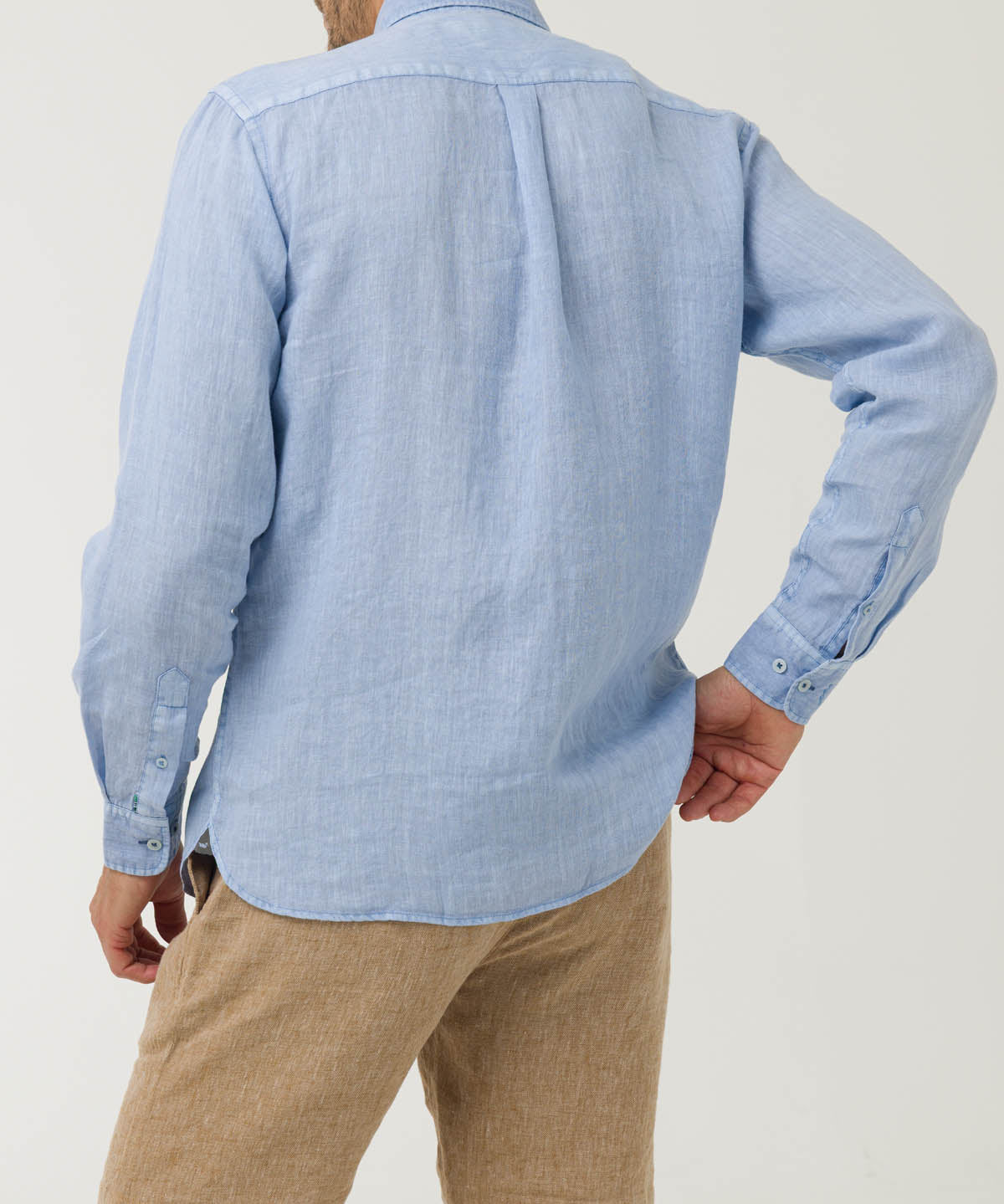 Camisa Lino Orgánico Hombre Linedyed Azul Rockford