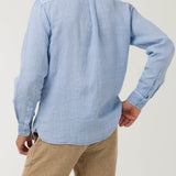 Camisa Lino Orgánico Hombre Linedyed Azul Rockford