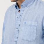 Camisa Lino Orgánico Hombre Linedyed Azul Rockford
