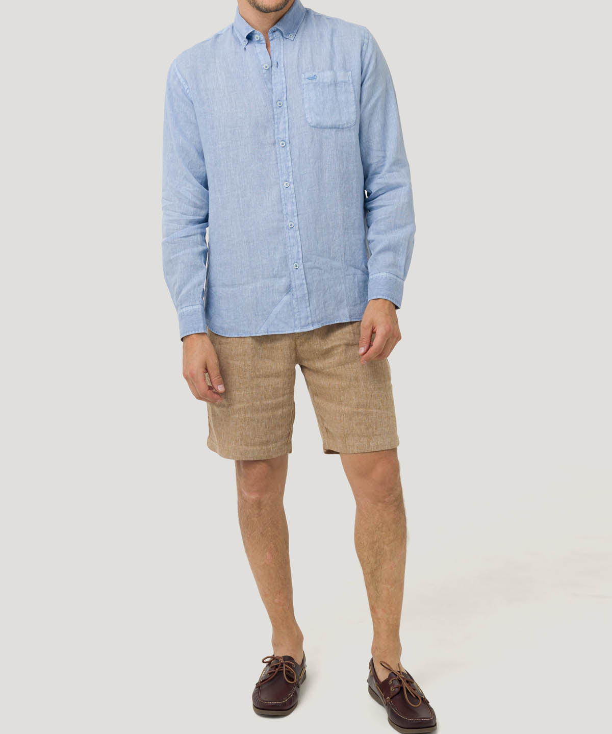 Camisa Lino Orgánico Hombre Linedyed Azul Rockford