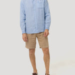 Camisa Lino Orgánico Hombre Linedyed Azul Rockford