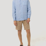 Camisa Lino Orgánico Hombre Linedyed Azul Rockford