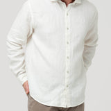 Camisa Lino Orgánico Hombre Linen Blanco Rockford