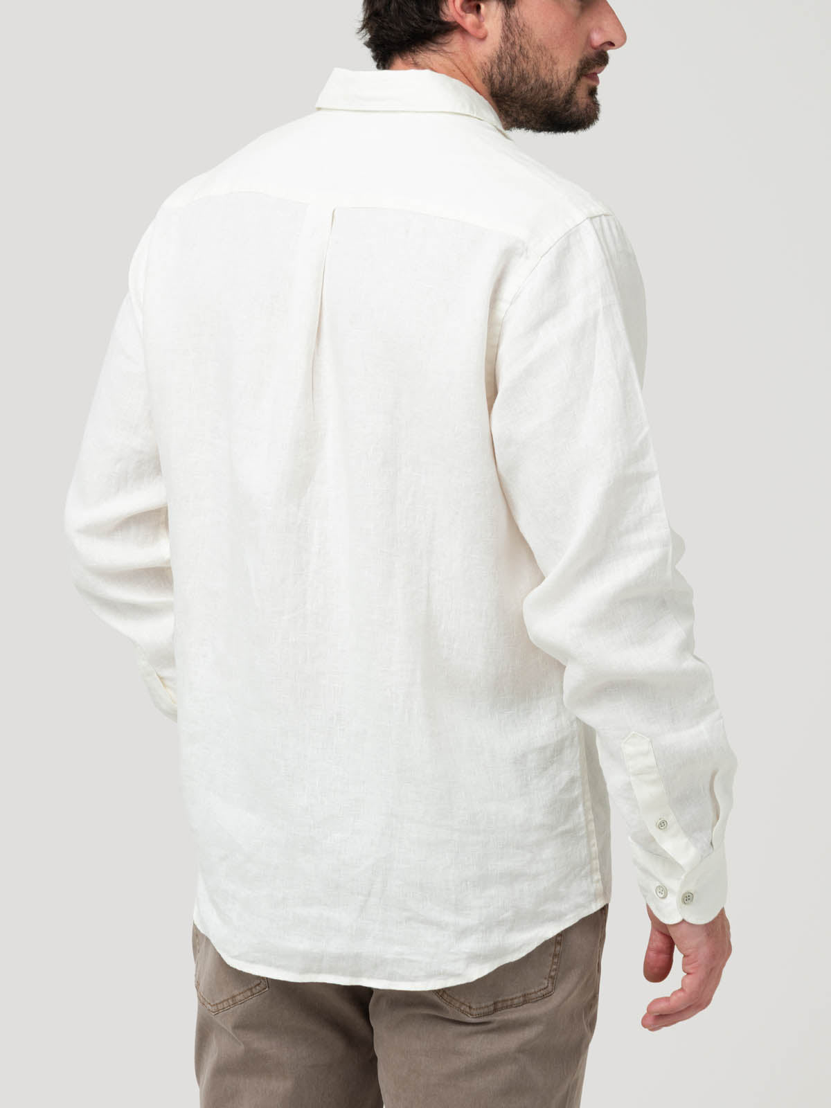 Camisa Lino Orgánico Hombre Linen Blanco Rockford