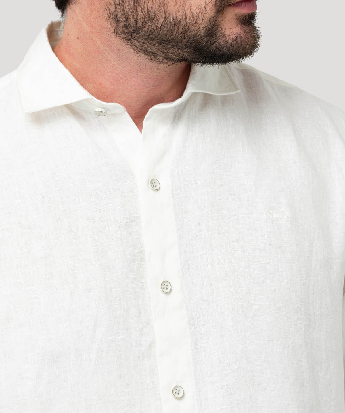 Camisa Lino Orgánico Hombre Linen Blanco Rockford