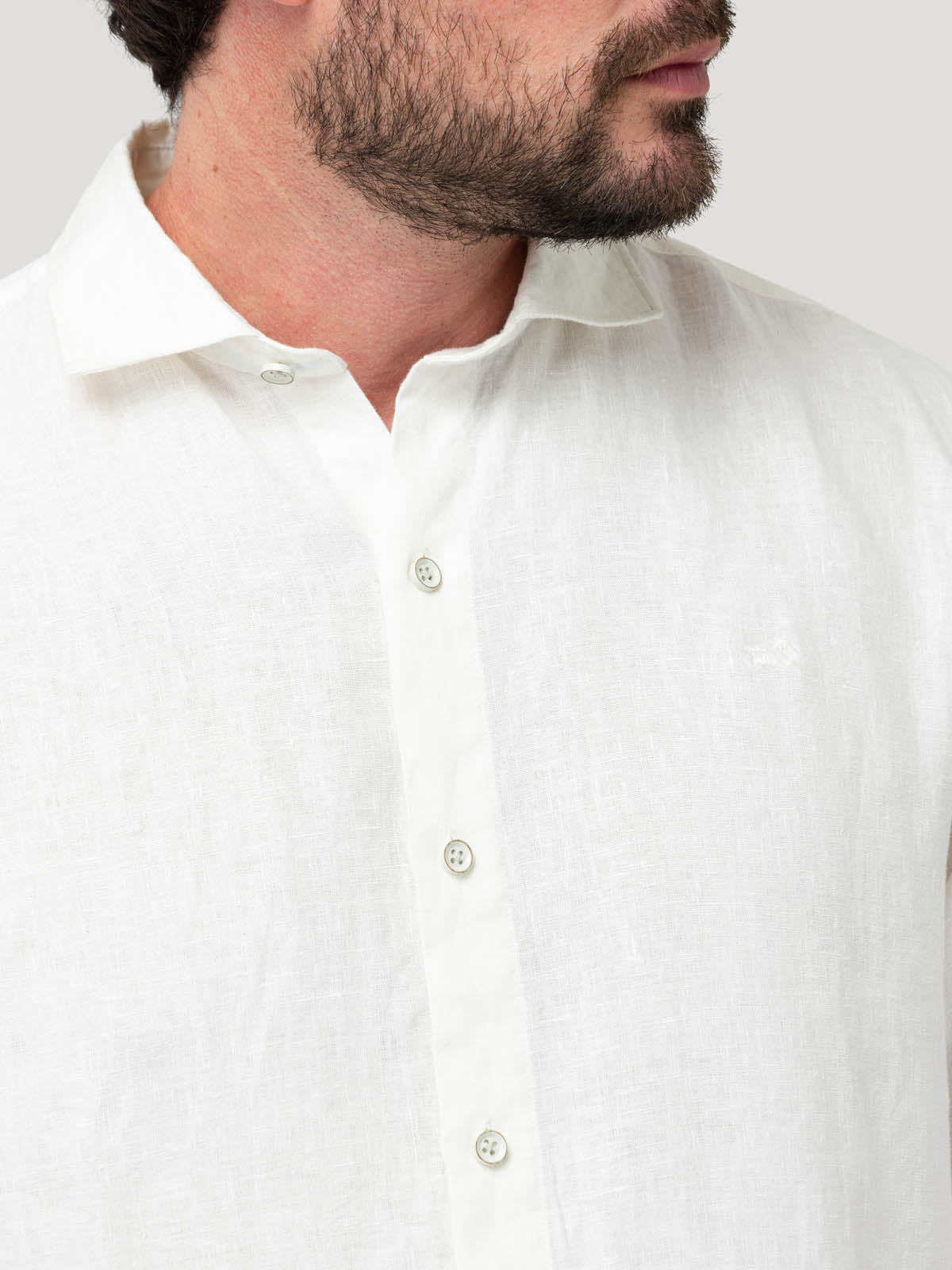 Camisa Lino Orgánico Hombre Linen Blanco Rockford