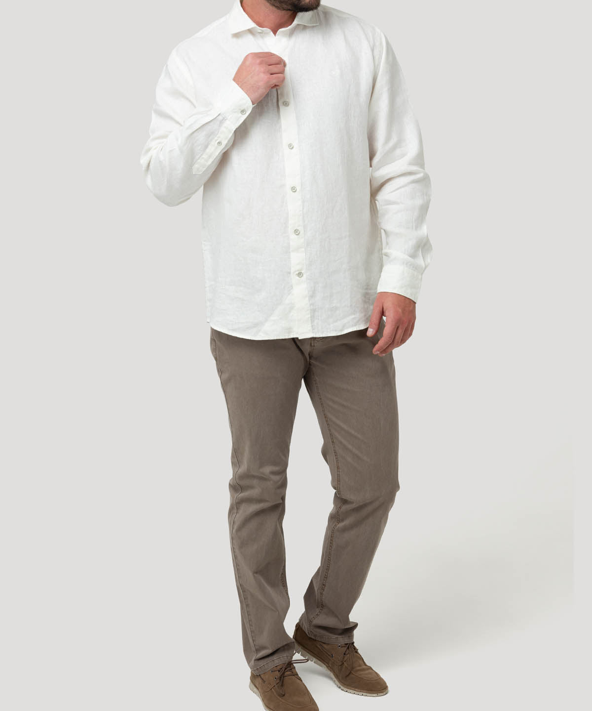 Camisa Lino Orgánico Hombre Linen Blanco Rockford