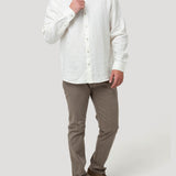 Camisa Lino Orgánico Hombre Linen Blanco Rockford