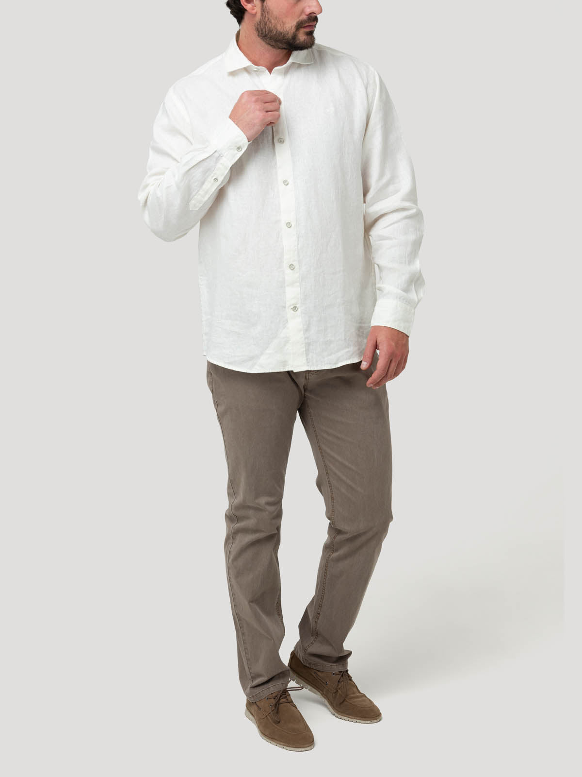 Camisa Lino Orgánico Hombre Linen Blanco Rockford