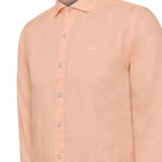 Camisa Lino Orgánico Hombre Linen Naranjo Rockford