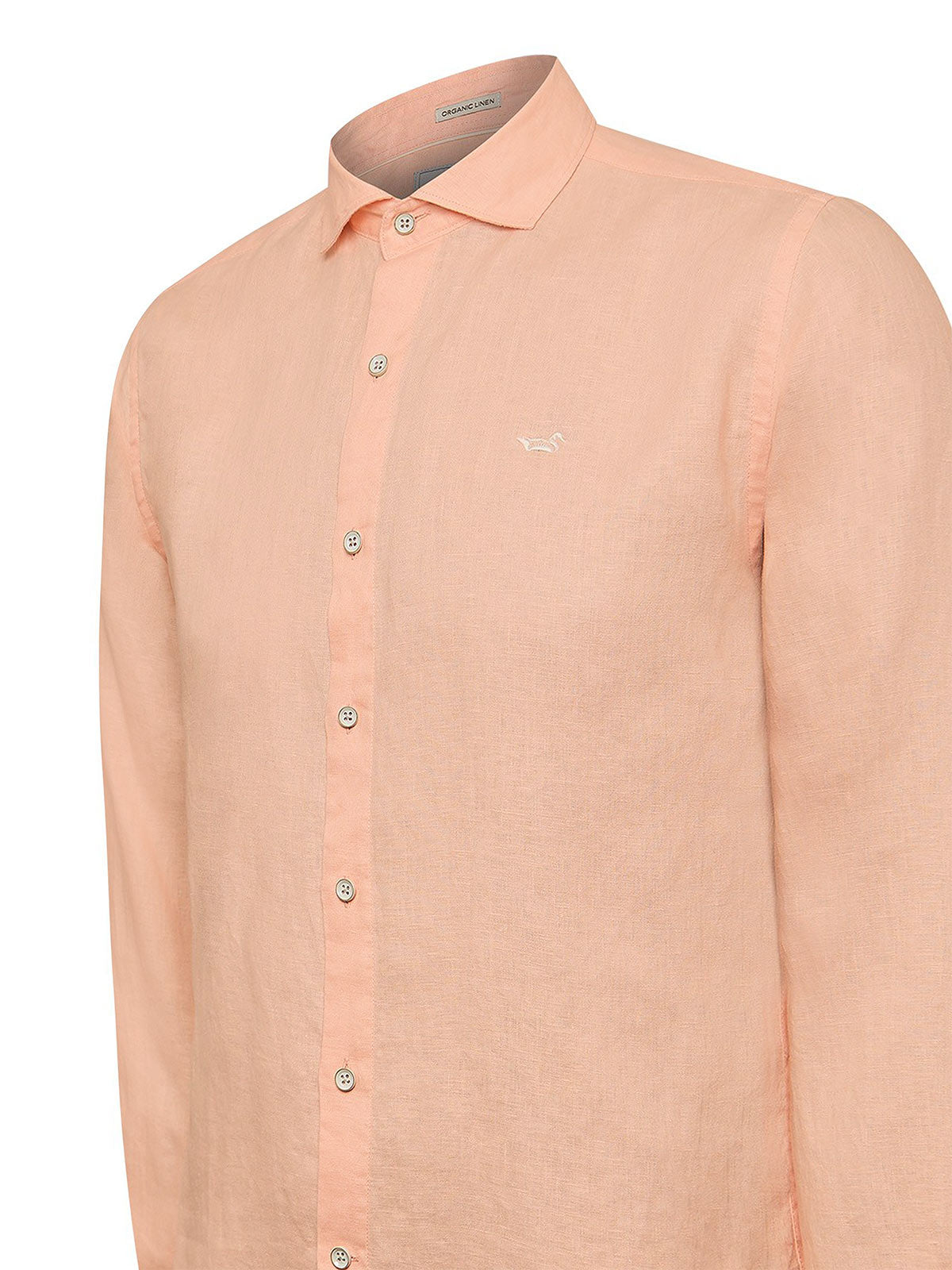 Camisa Lino Orgánico Hombre Linen Naranjo Rockford