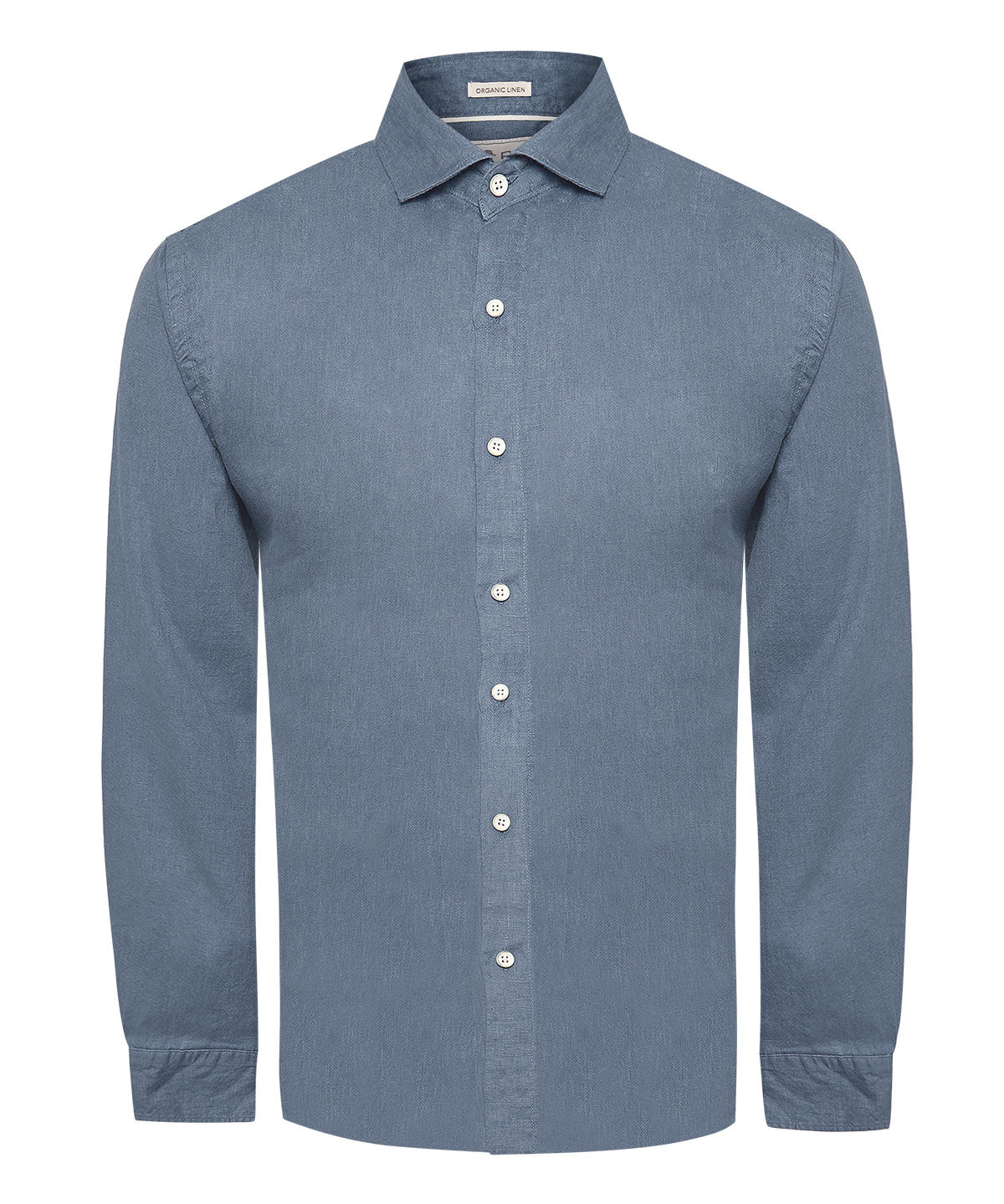 Camisa Lino Orgánico Hombre Linen Azul Rockford