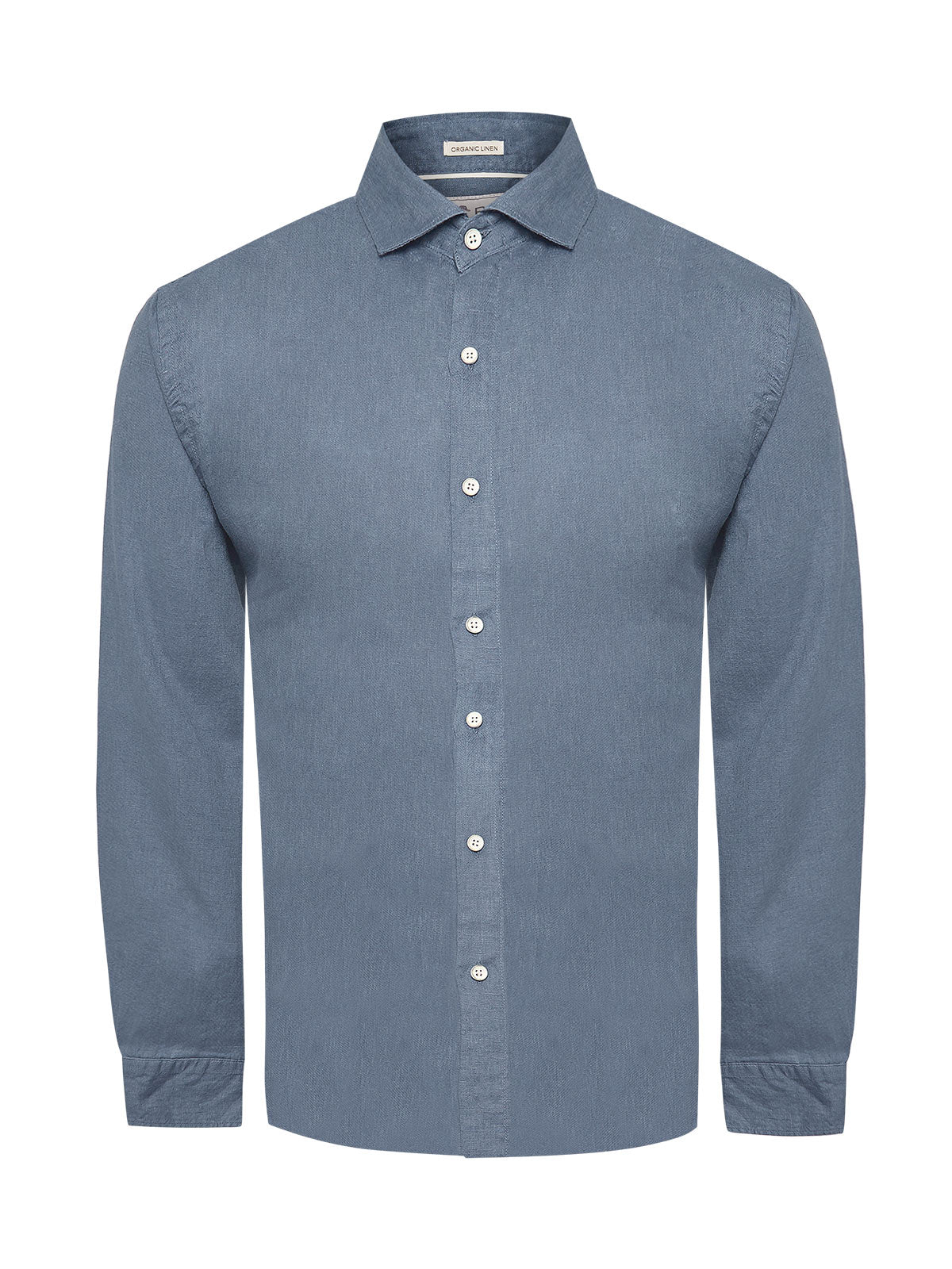 Camisa Lino Orgánico Hombre Linen Azul Rockford