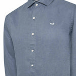 Camisa Lino Orgánico Hombre Linen Azul Rockford