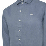Camisa Lino Orgánico Hombre Linen Azul Rockford