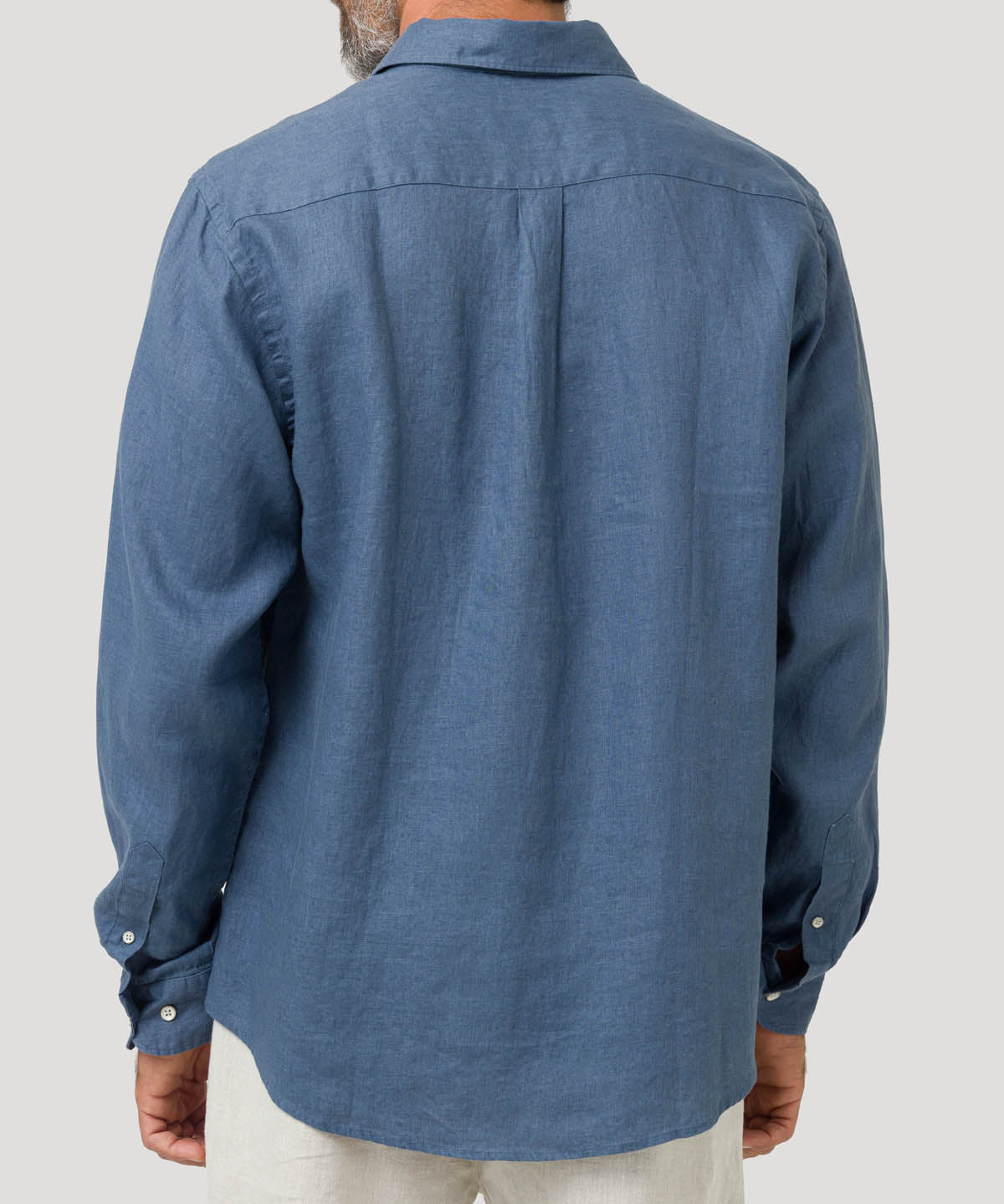 Camisa Lino Orgánico Hombre Linen Azul Rockford