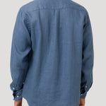 Camisa Lino Orgánico Hombre Linen Azul Rockford