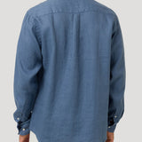 Camisa Lino Orgánico Hombre Linen Azul Rockford