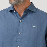 Camisa Lino Orgánico Hombre Linen Azul Rockford