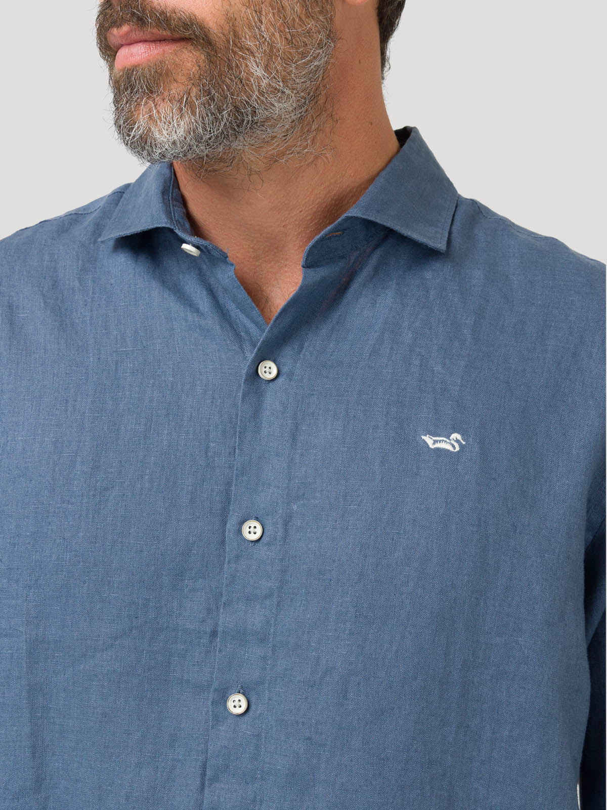 Camisa Lino Orgánico Hombre Linen Azul Rockford