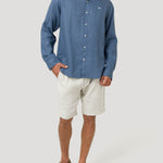 Camisa Lino Orgánico Hombre Linen Azul Rockford