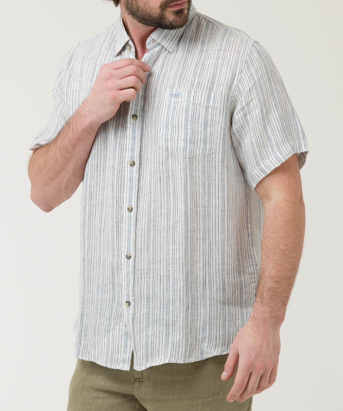 Camisa Lino Orgánico Hombre Brisa Azul Rockford