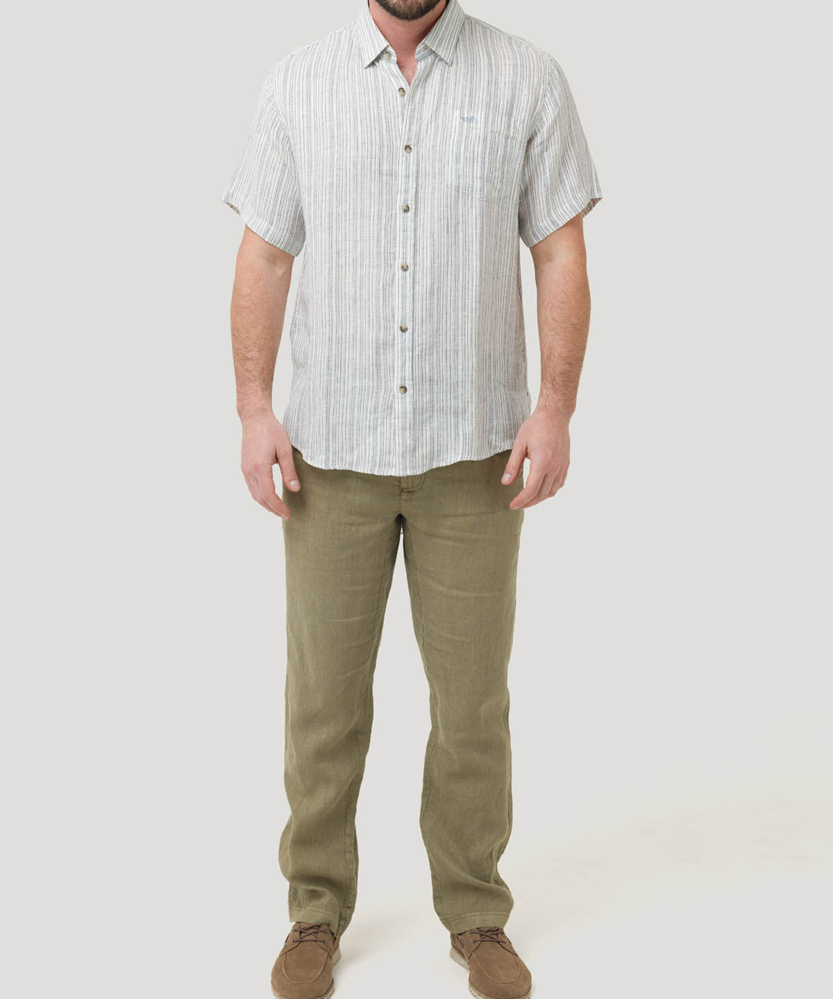 Camisa Lino Orgánico Hombre Brisa Azul Rockford