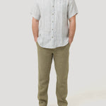 Camisa Lino Orgánico Hombre Brisa Azul Rockford
