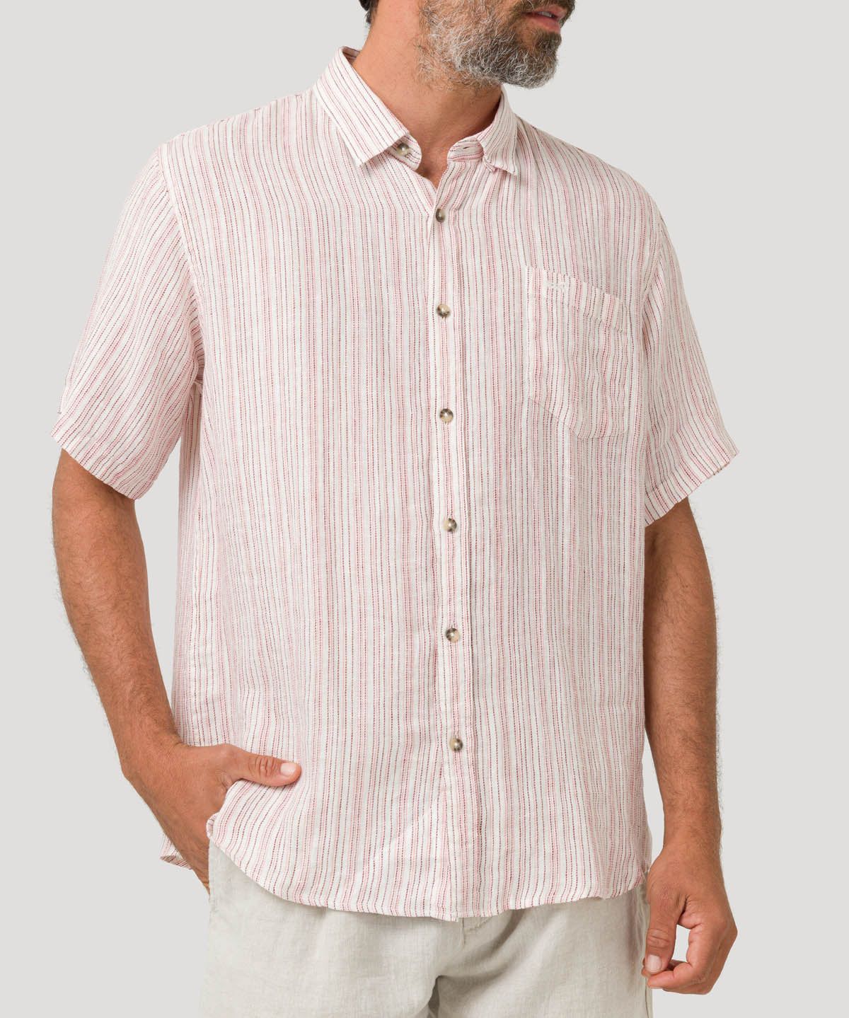 Camisa Lino Orgánico Hombre Brisa Rojo Rockford