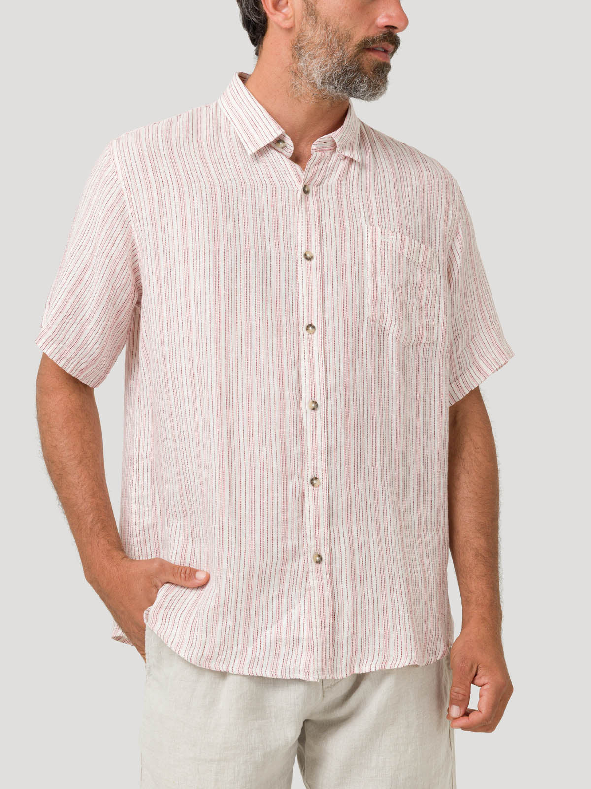 Camisa Lino Orgánico Hombre Brisa Rojo Rockford