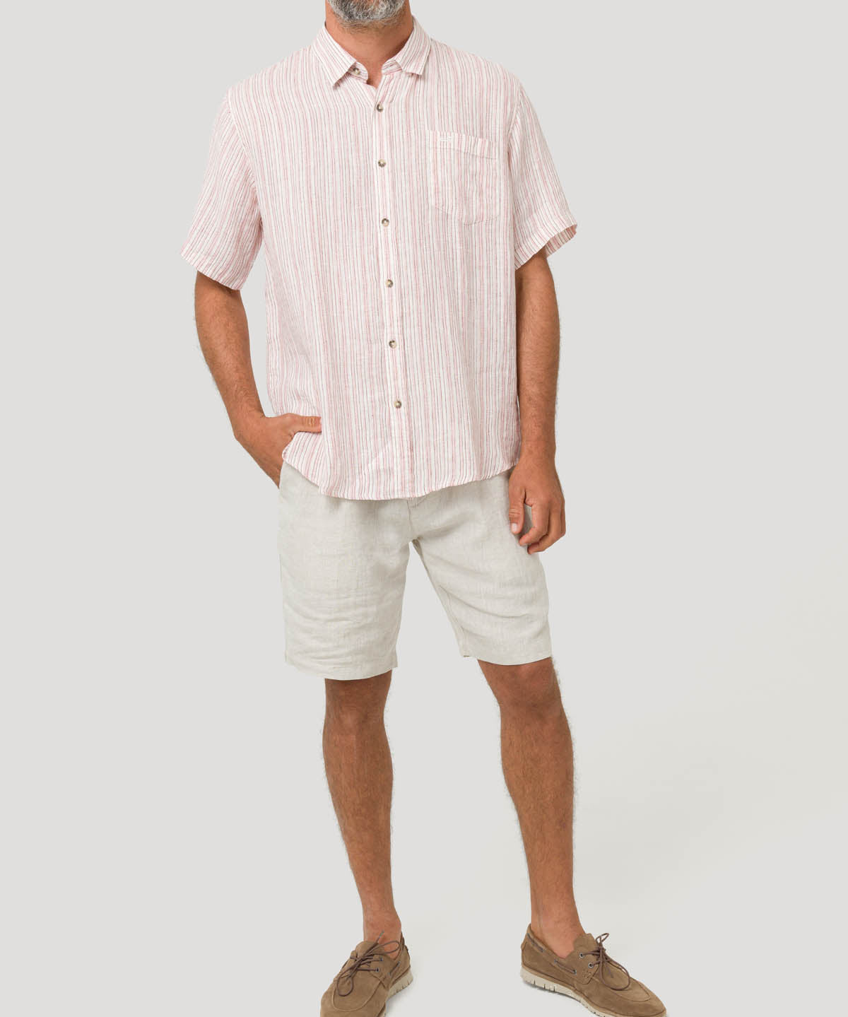 Camisa Lino Orgánico Hombre Brisa Rojo Rockford