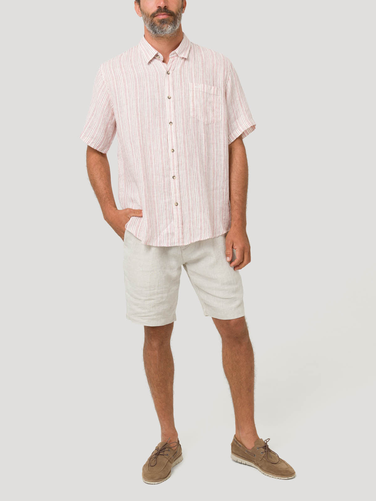 Camisa Lino Orgánico Hombre Brisa Rojo Rockford