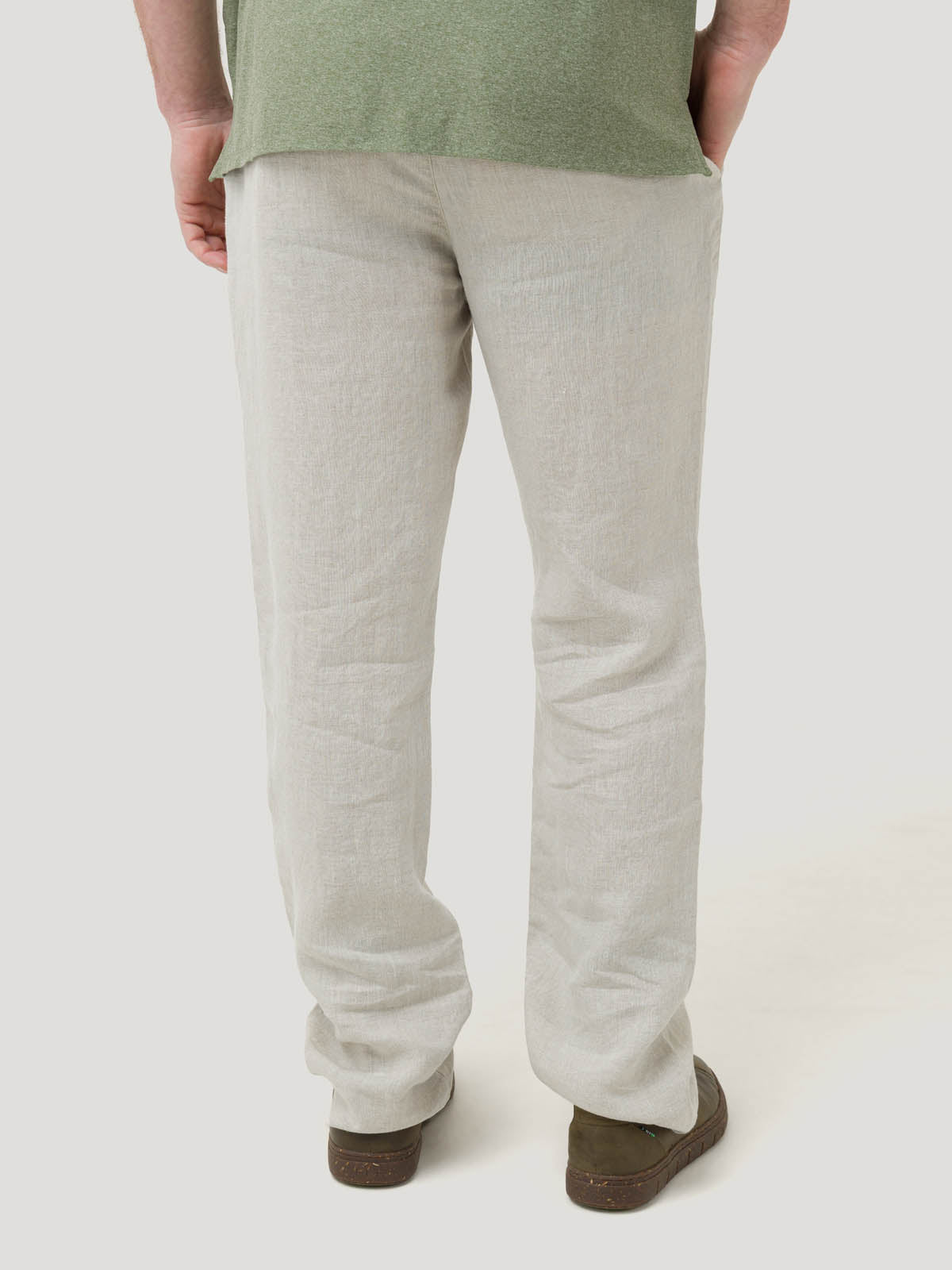Pantalón Lino Orgánico Hombre Capri Café Rockford