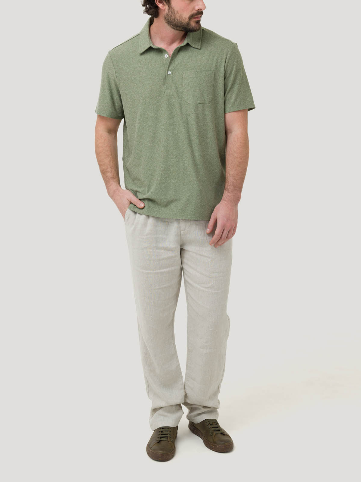 Pantalón Lino Orgánico Hombre Capri Café Rockford