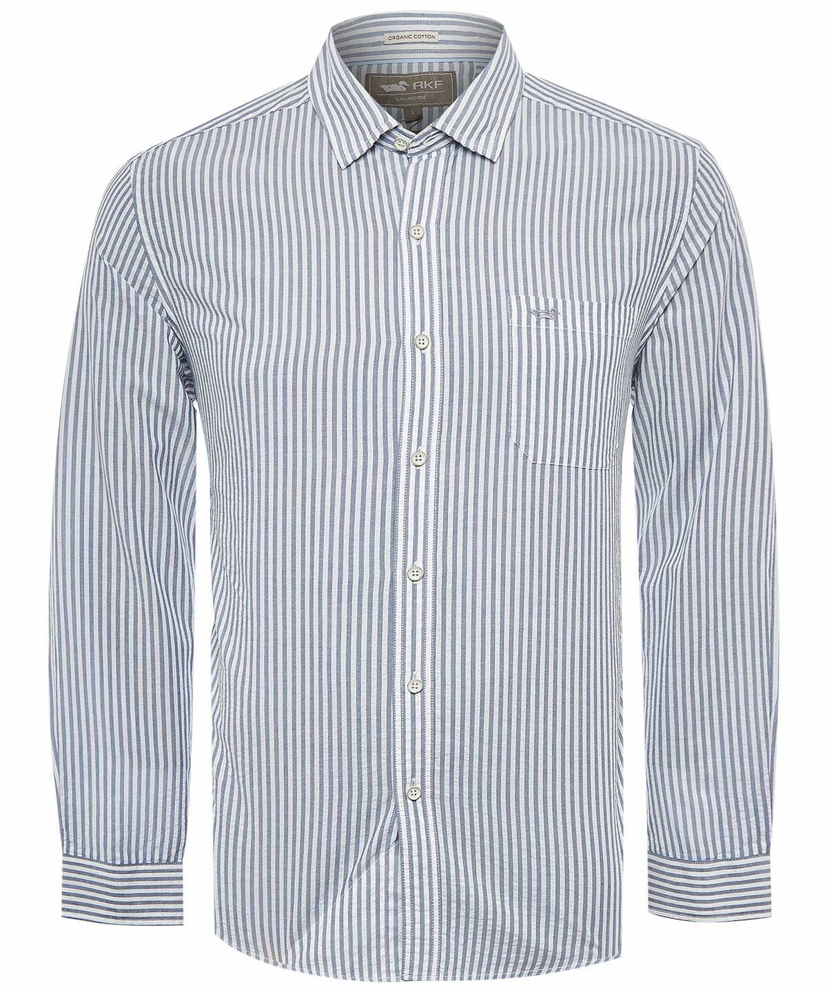 Camisa Algodón Orgánico Hombre Raya Azul Rockford