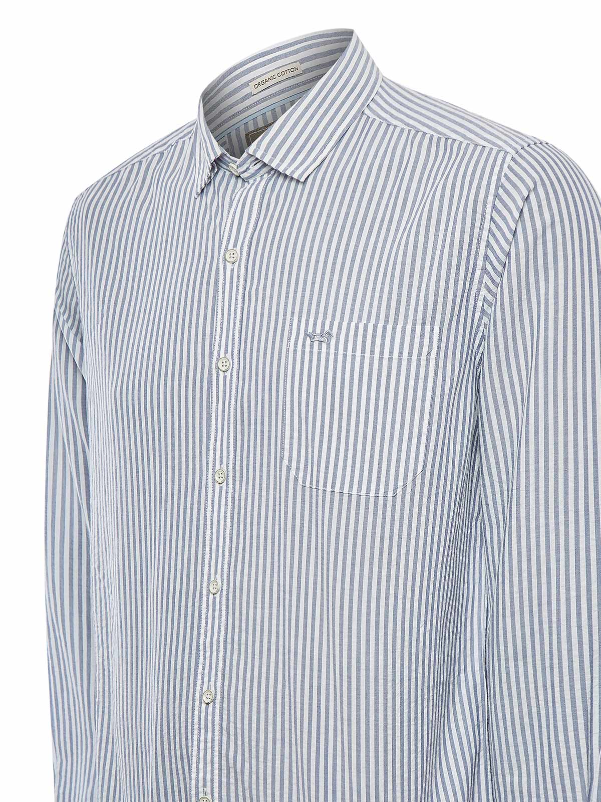 Camisa Algodón Orgánico Hombre Raya Azul Rockford