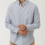Camisa Algodón Orgánico Hombre Raya Azul Rockford