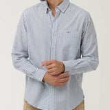 Camisa Algodón Orgánico Hombre Raya Azul Rockford