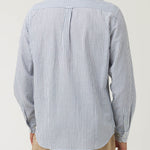 Camisa Algodón Orgánico Hombre Raya Azul Rockford