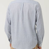 Camisa Algodón Orgánico Hombre Raya Azul Rockford