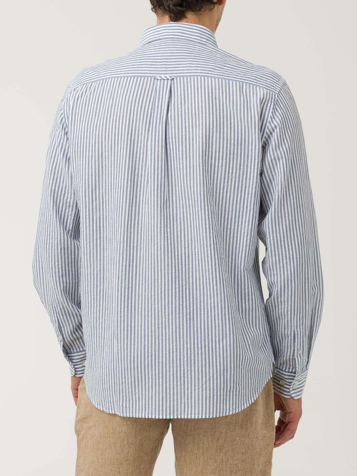 Camisa Algodón Orgánico Hombre Raya Azul Rockford