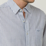 Camisa Algodón Orgánico Hombre Raya Azul Rockford